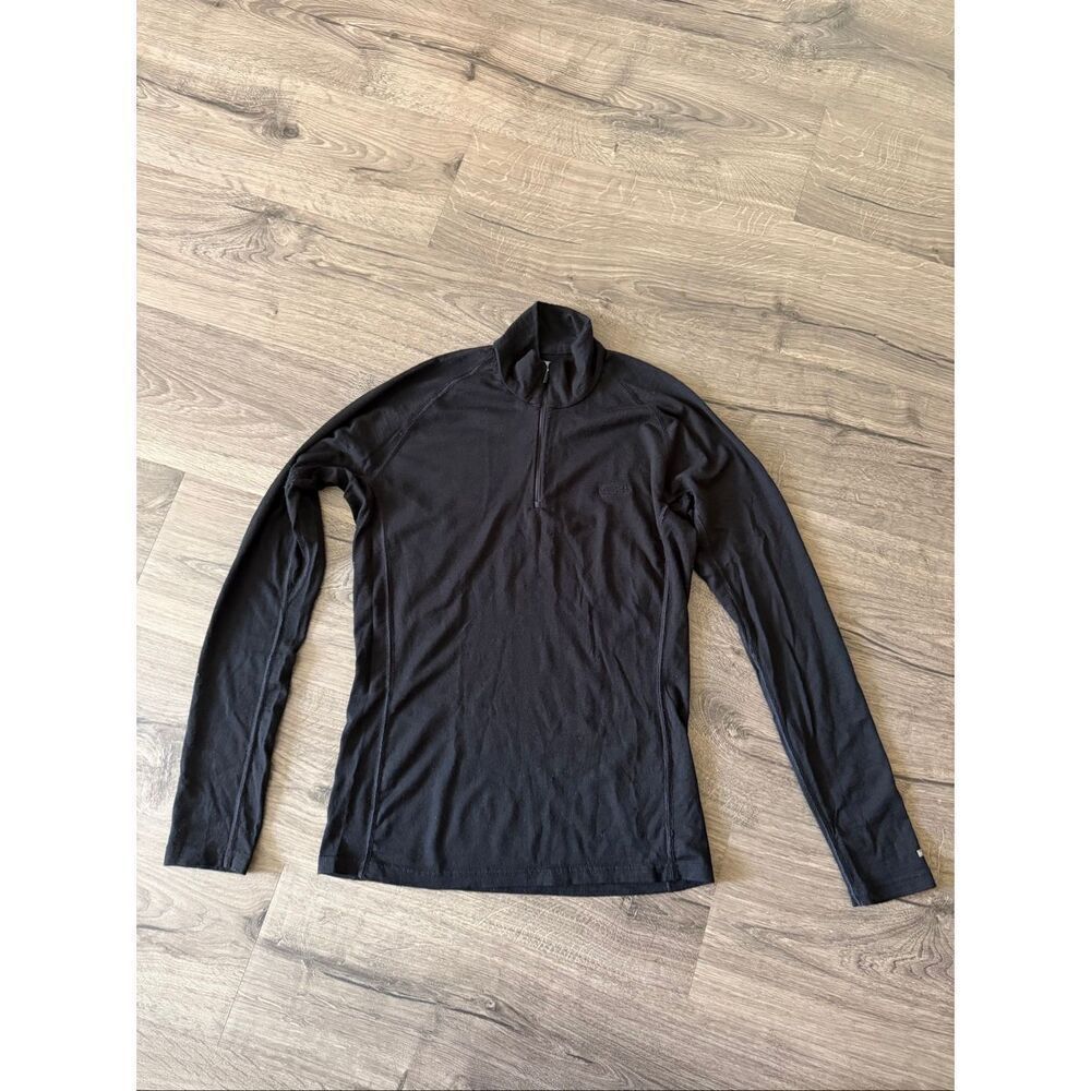 Icebreaker Man Basics Bodyfit 200 Black Merino Wool Long Sleeve Shirt 1/4 zip M